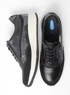 Sneakers|Veterschoenen|Wolky Sprint zwart combi leer