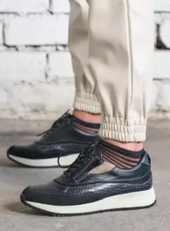 Sneakers|Veterschoenen|Wolky Sprint zwart combi leer