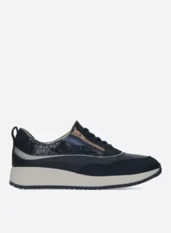 Sneakers|Veterschoenen|Wolky Sprint blauw/zilver combi leer