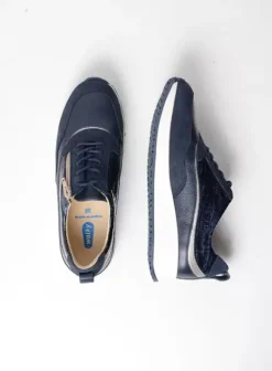 Sneakers|Veterschoenen|Wolky Sprint blauw/zilver combi leer
