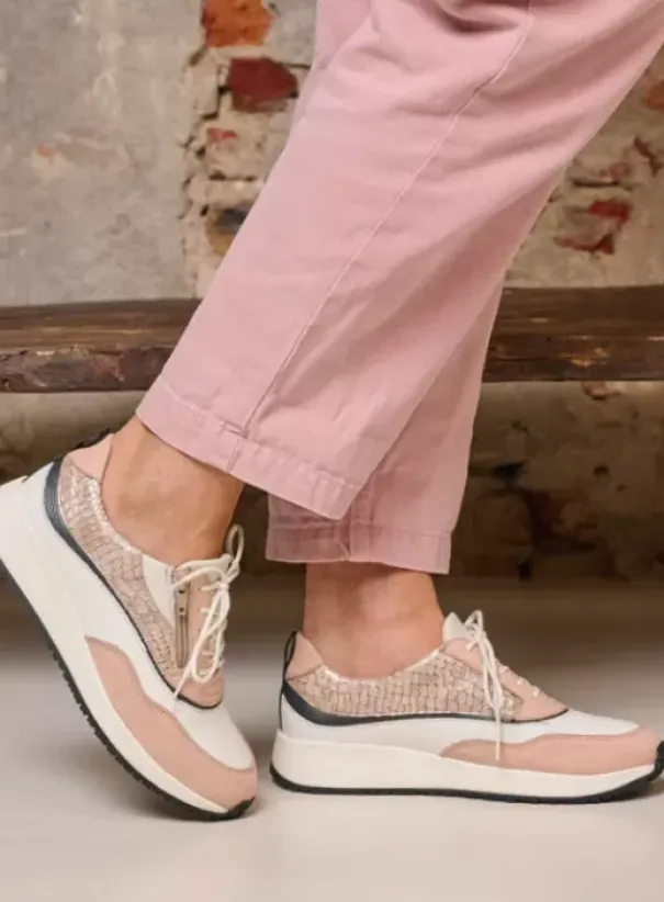 Veterschoenen|Voorjaar/zomer|Wolky Sprint gebroken wit/nude combi leer