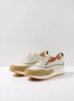 Sneakers|Veterschoenen|Wolky Sprint wit/groen combi leer