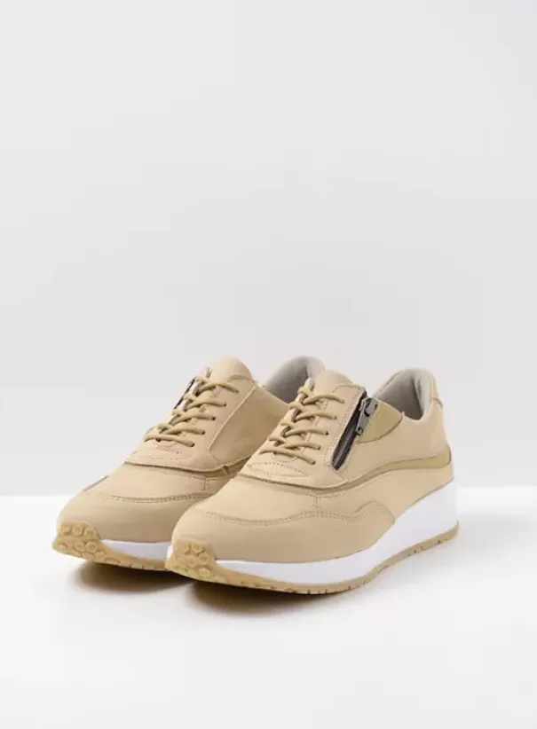 Sneakers|Veterschoenen|Wolky Sprint beige nubuck