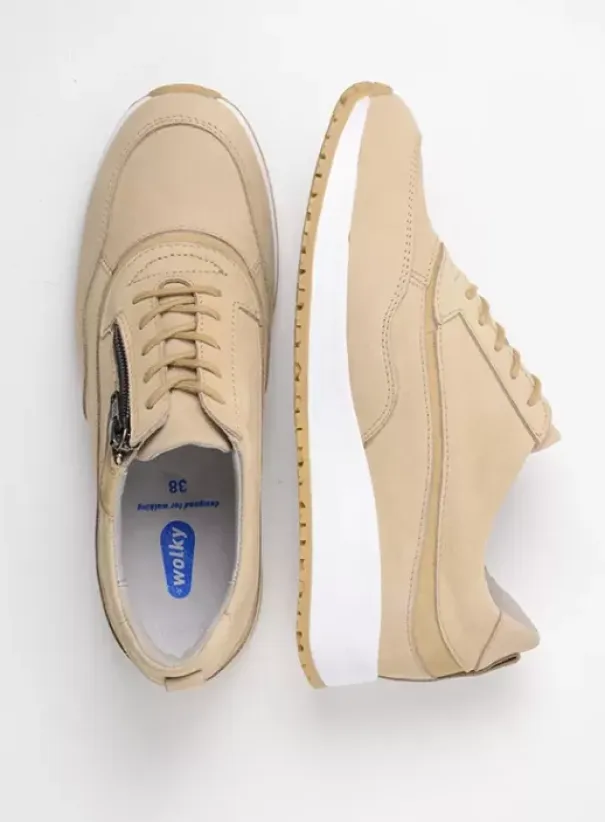 Sneakers|Veterschoenen|Wolky Sprint beige nubuck