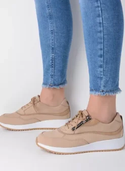 Sneakers|Veterschoenen|Wolky Sprint beige nubuck