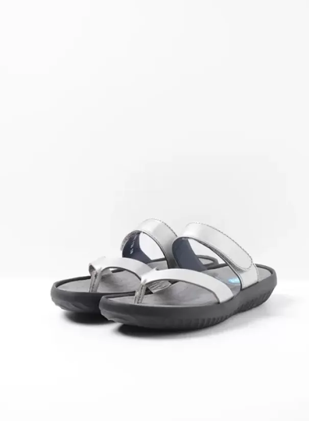Slippers|Wolky Tahiti zilver/grijs leer