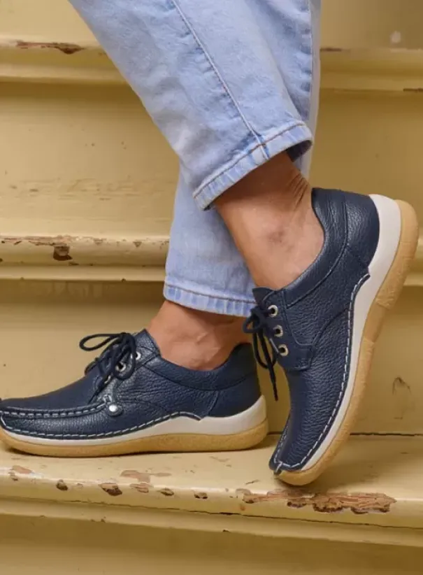 Sneakers|Veterschoenen|Wolky Taranta blauw leer