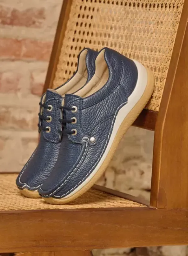 Sneakers|Veterschoenen|Wolky Taranta blauw leer