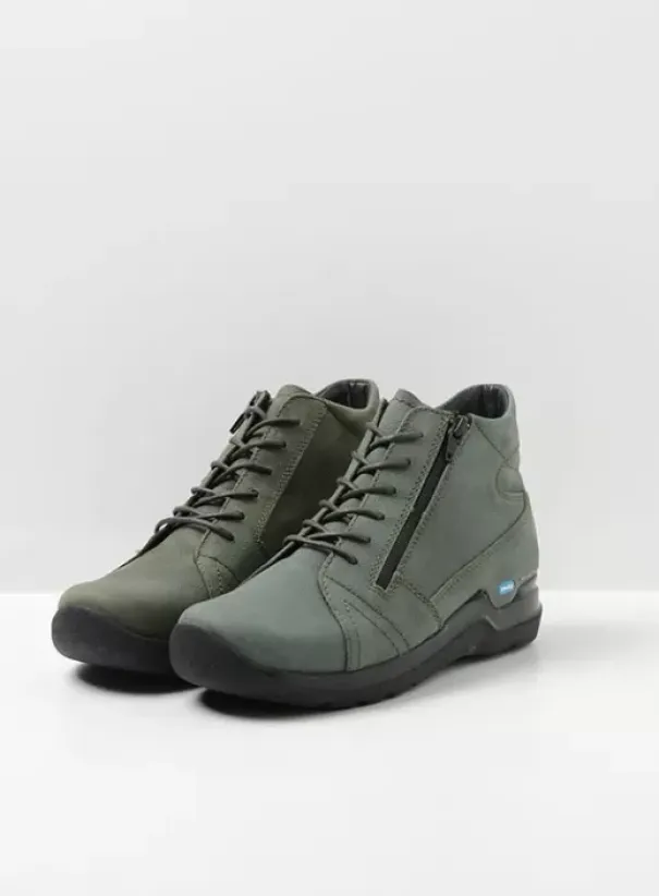 Hielspoor|Wandelschoenen|Wolky Why saliegroen nubuck