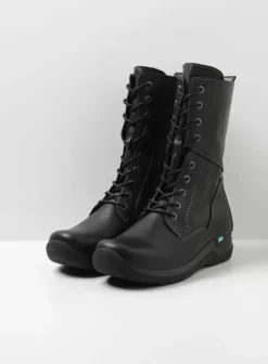 Hielspoor|Wandelschoenen|Wolky Zigzag zwart leer