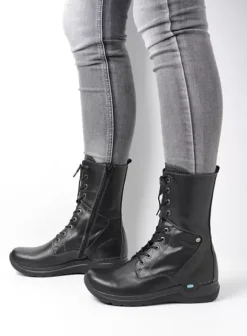 Hielspoor|Wandelschoenen|Wolky Zigzag zwart leer