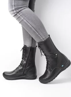 Hielspoor|Wandelschoenen|Wolky Zigzag zwart leer